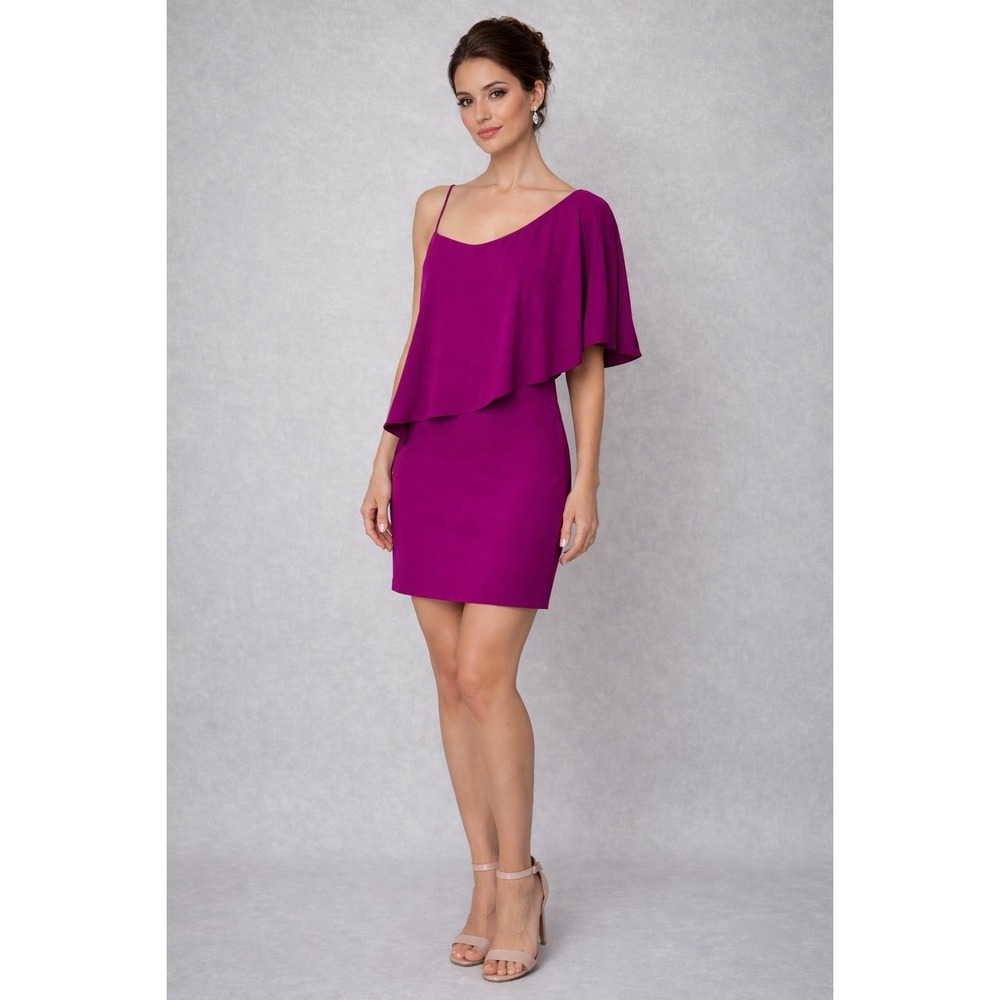 Lauren Ralph Lauren‎ Dress Womens 10 Purple One Shoulder Chiffon Sheath Evening